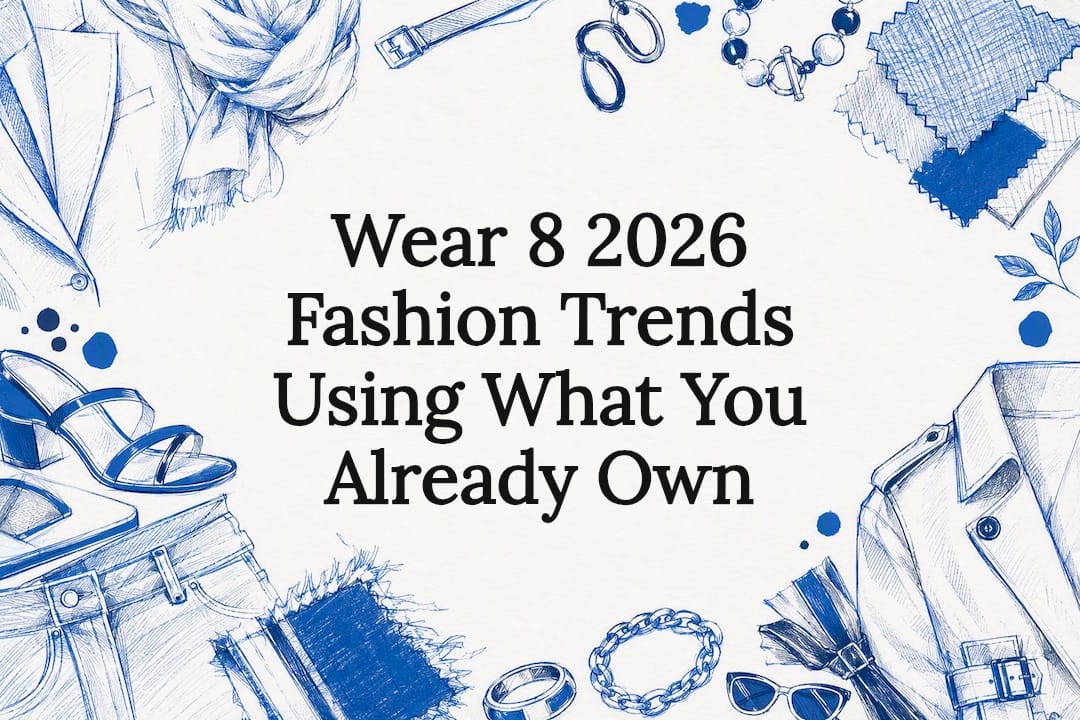 Fashion trend title card with sketch details