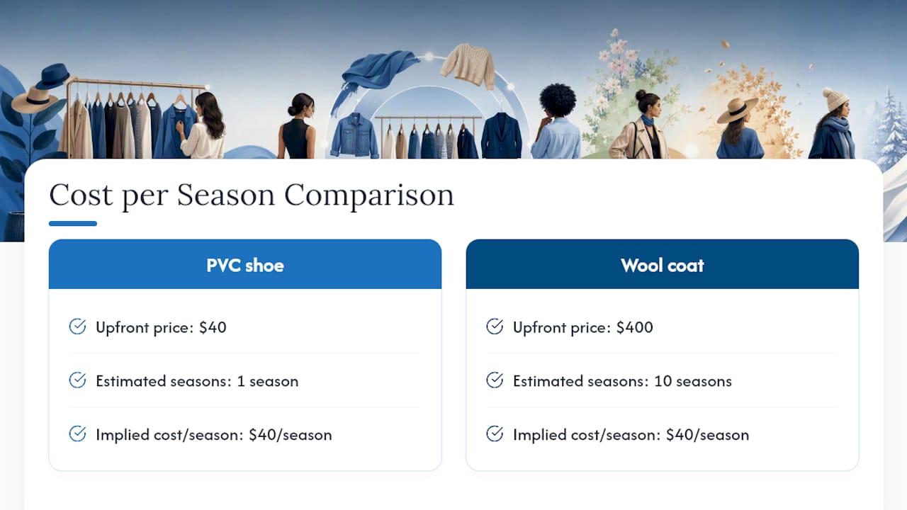 Cost per wear comparison for two garments